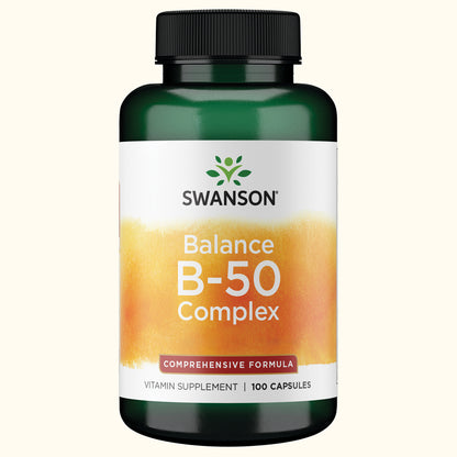 Swanson Balance B‑50 Complex, 100 Cápsulas, Non‑GMO, Certificado GMP