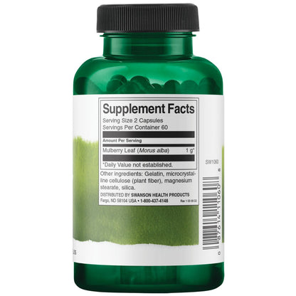 Swanson Suplemento de Hojas de Morera 500 mg, 120 cápsulas
