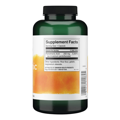 Swanson Suplemento de Acido Pantotenico, 250 cápsulas