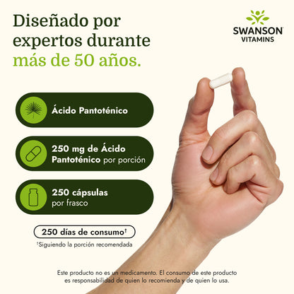 Swanson Suplemento de Acido Pantotenico, 250 cápsulas