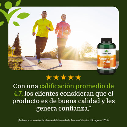 Swanson Suplemento de Acido Pantotenico, 250 cápsulas
