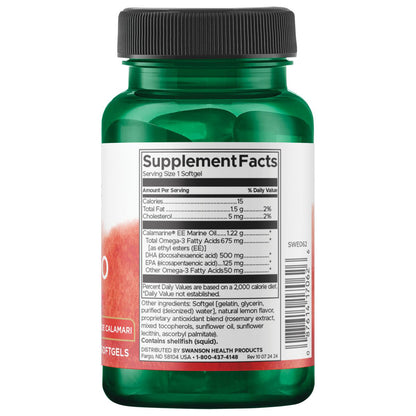 Swanson Suplemento de Super Dha 500 de Calamari de grado alimenticio, 30 cápsulas