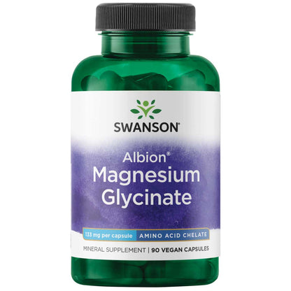 Swanson Suplemento Magnesio Glicinato Quelado Albión 133 mg, 90 cápsulas