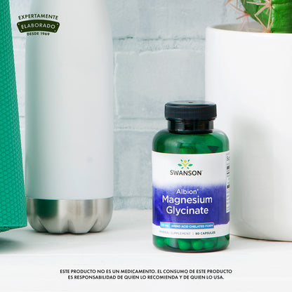 Swanson Suplemento Magnesio Glicinato Quelado Albión 133 mg, 90 cápsulas