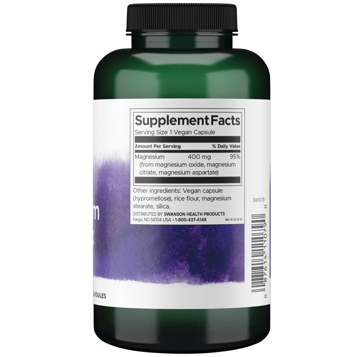 Swanson Complejo de magnesio triple 400 mg, 300 Cápsulas