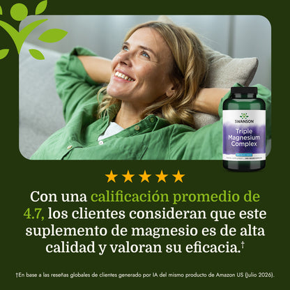 Swanson Complejo de magnesio triple 400 mg, 300 Cápsulas