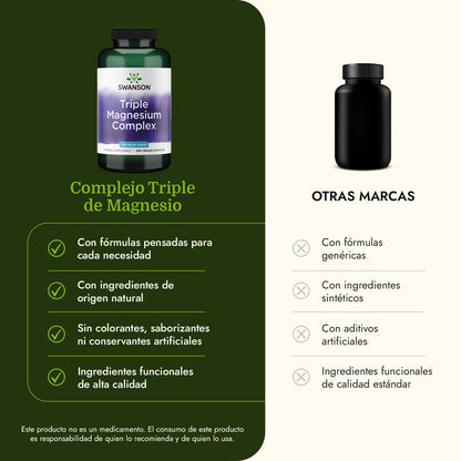 Swanson Complejo de magnesio triple 400 mg, 300 Cápsulas