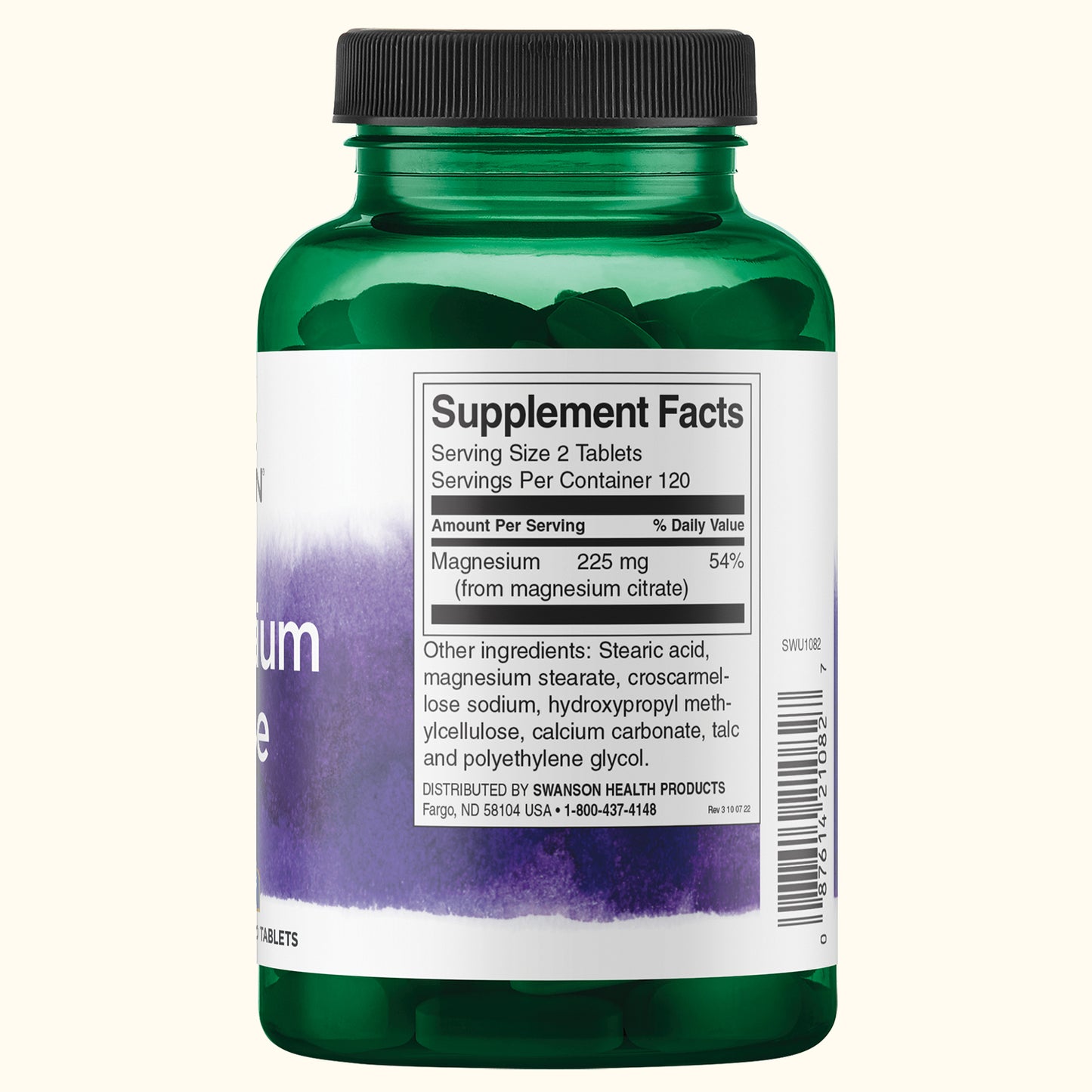 Swanson Suplemento Citrato de Magnesio Máxima Potencia 112.5 mg, 240 tabletas