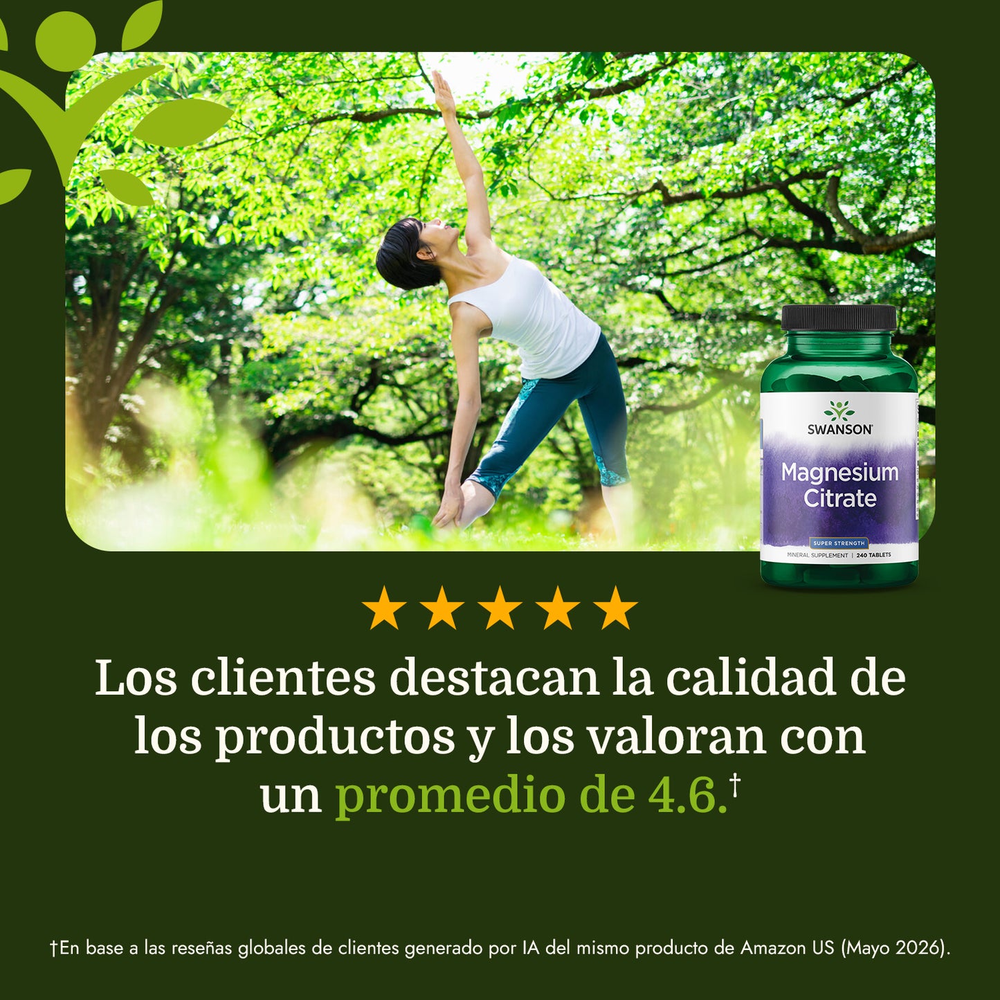 Swanson Suplemento Citrato de Magnesio Máxima Potencia 112.5 mg, 240 tabletas