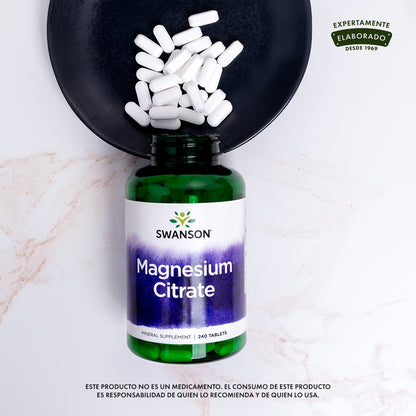 Swanson Suplemento Citrato de Magnesio Máxima Potencia 112.5 mg, 240 tabletas