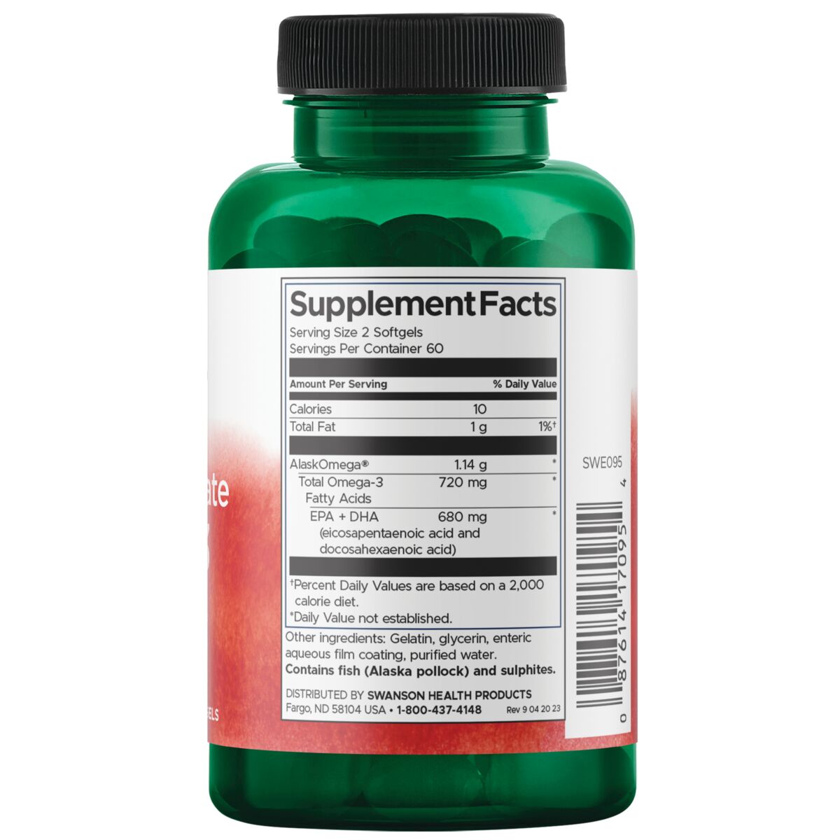 Swanson Suplemento de Alta Concentración Omega - 3 570mg, 120 Cápsulas