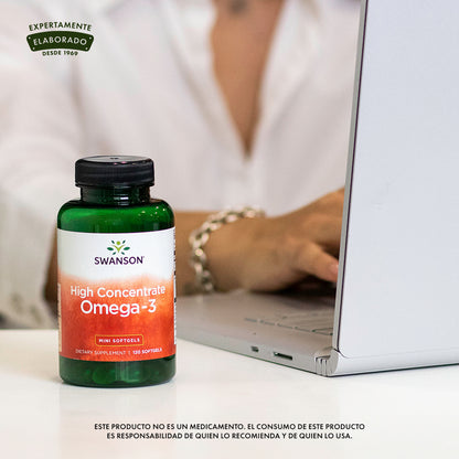 Swanson Suplemento de Omega 3 Alta Concentración 570mg, 120 Cápsulas