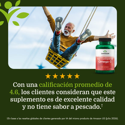 Swanson Suplemento de Omega 3 Alta Concentración 570mg, 120 Cápsulas