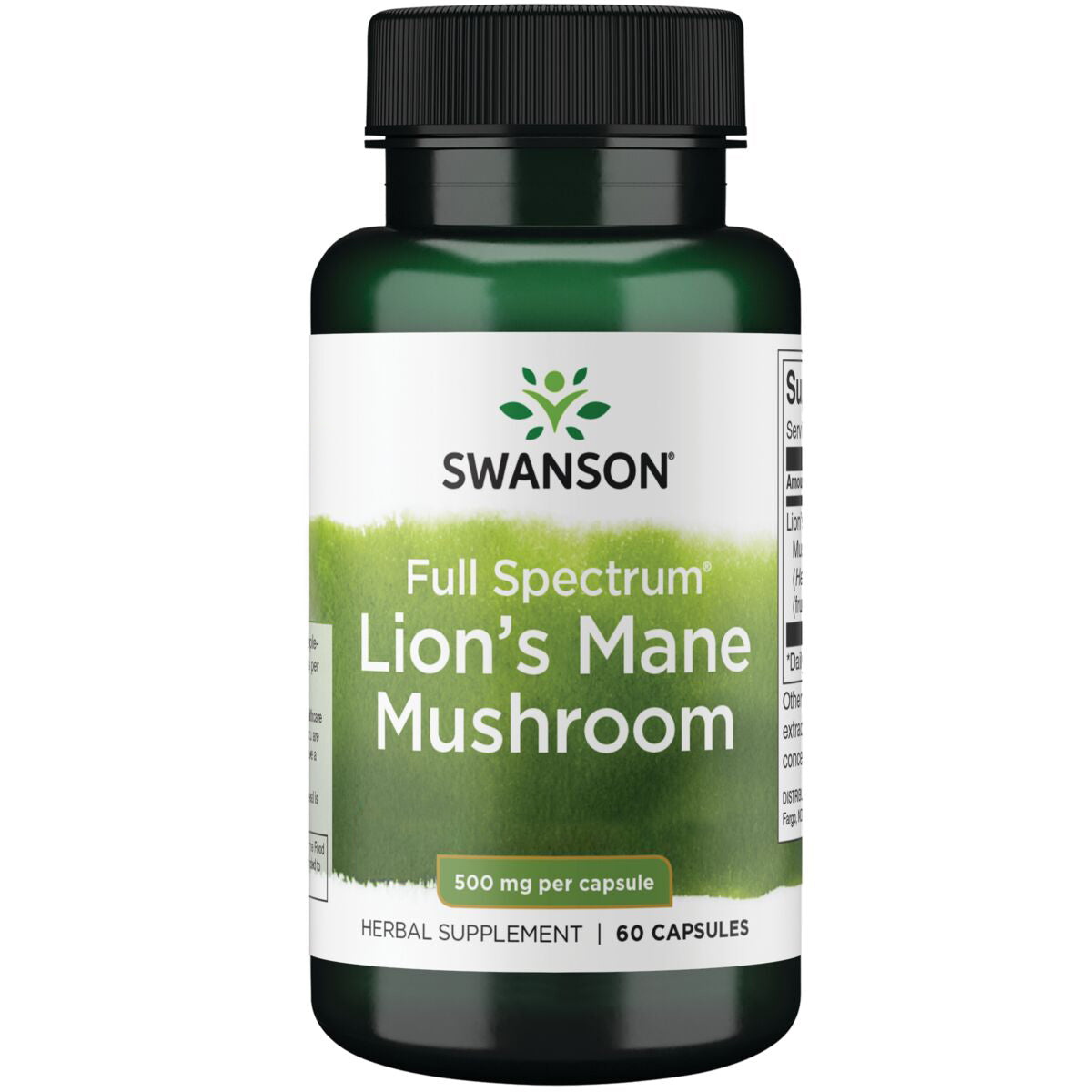 Swanson Full Spectrum Hongo Melena de León, 500 mg por cápsula, 60 Cápsulas para 2 meses