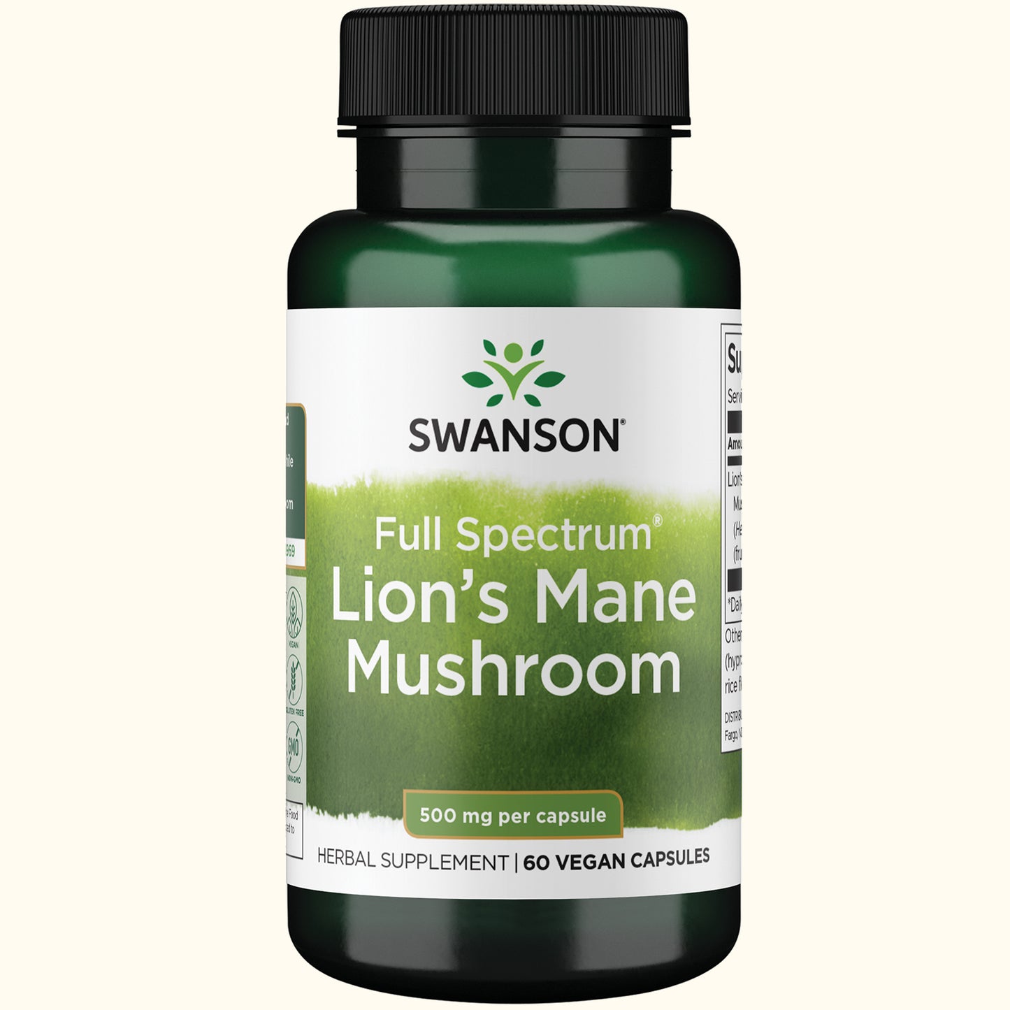 Swanson Full Spectrum Hongo Melena de León, 500 mg por cápsula, 60 Cápsulas