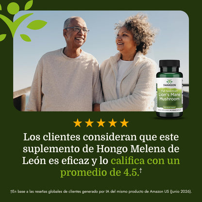 Swanson Full Spectrum Hongo Melena de León, 500 mg por cápsula, 60 Cápsulas