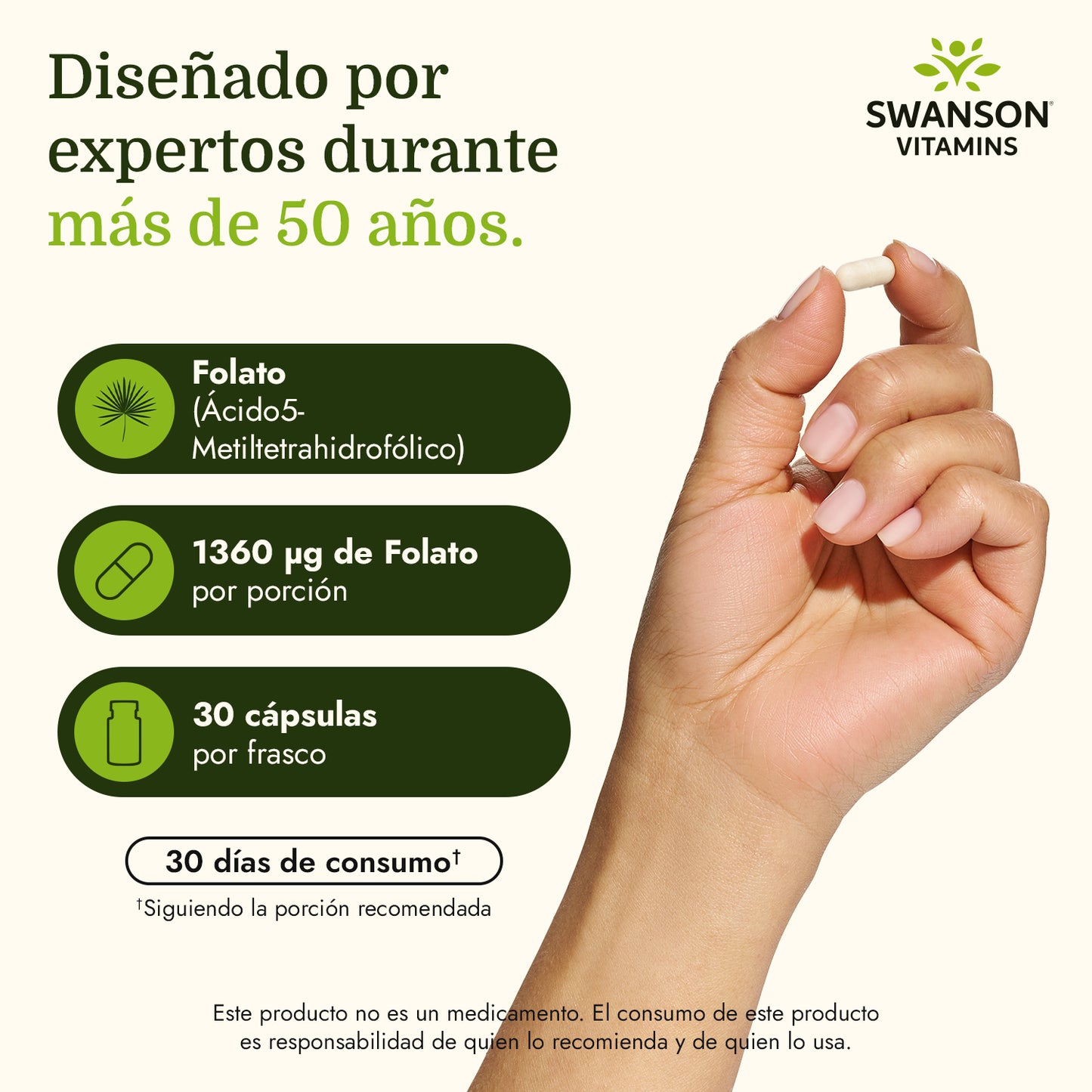 Swanson Ultimate Folate 1,360 mcg DFE, 30 Cápsulas