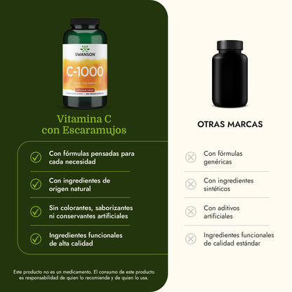 Swanson Suplemento deVitamina C Con Escaramujos, 250 Cápsulas