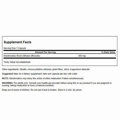 Swanson Suplemento de Raíz de malvavisco 500mg, 90 cápsulas