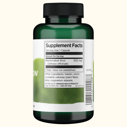 Swanson Suplemento de Raíz de malvavisco 500mg, 90 cápsulas