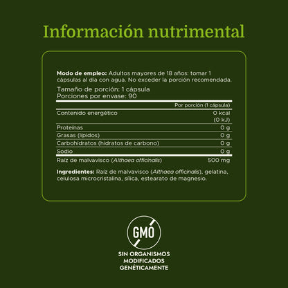 Swanson Suplemento de Raíz de malvavisco 500mg, 90 cápsulas