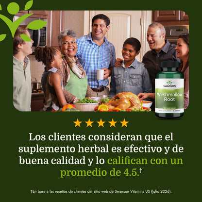 Swanson Suplemento de Raíz de malvavisco 500mg, 90 cápsulas