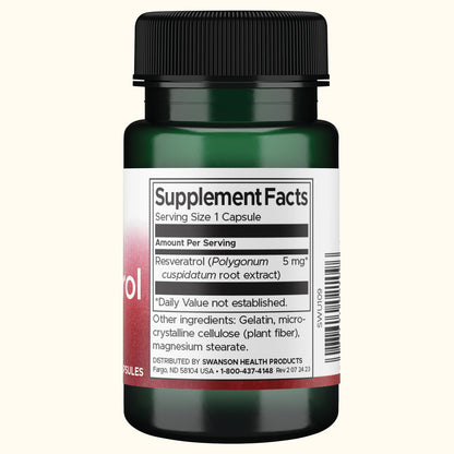 Swanson Extracto de Polygonum cuspidatum Resveratrol 5 mg, 60 cápsulas