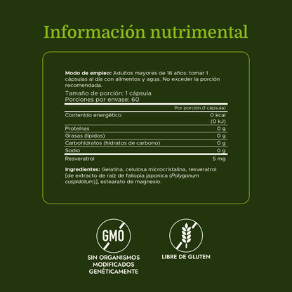 Swanson Extracto de Polygonum cuspidatum Resveratrol 5 mg, 60 cápsulas
