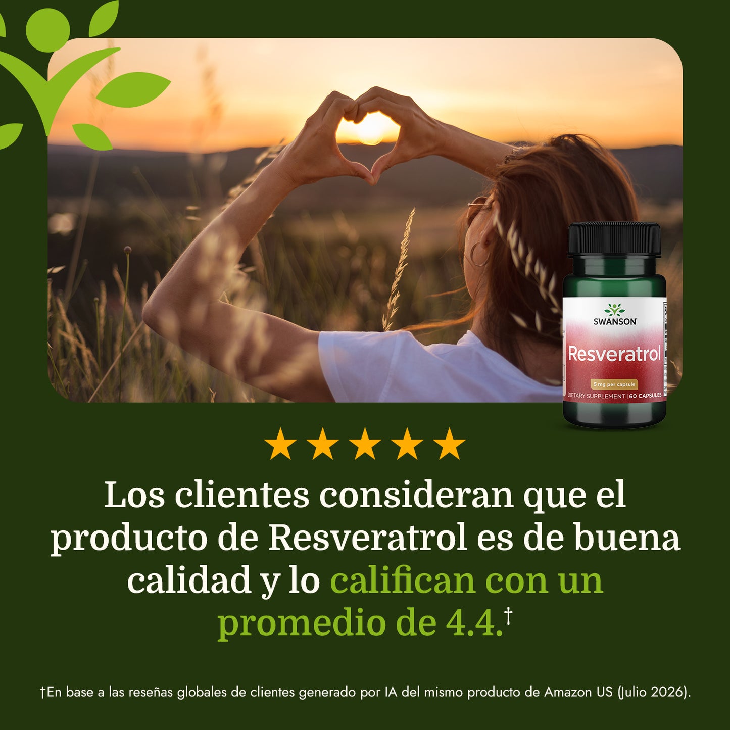 Swanson Extracto de Polygonum cuspidatum Resveratrol 5 mg, 60 cápsulas