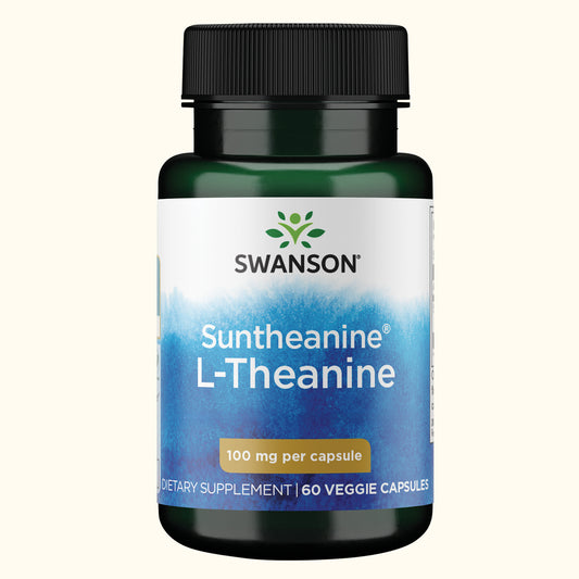Swanson Suplemento de L-teanina de doble potencia de Suntheanine 100 mg, 60 cápsulas