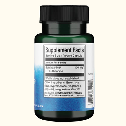 Swanson Suplemento de L-teanina de doble potencia de Suntheanine 100 mg, 60 cápsulas