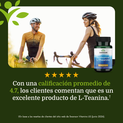 Swanson Suplemento de L-teanina de doble potencia de Suntheanine 100 mg, 60 cápsulas
