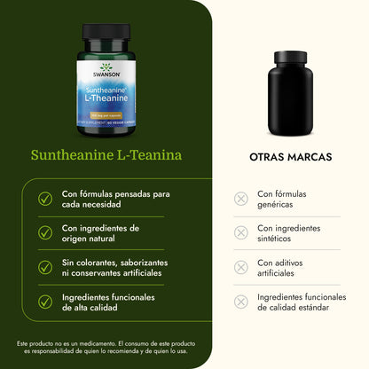Swanson Suplemento de L-teanina de doble potencia de Suntheanine 100 mg, 60 cápsulas