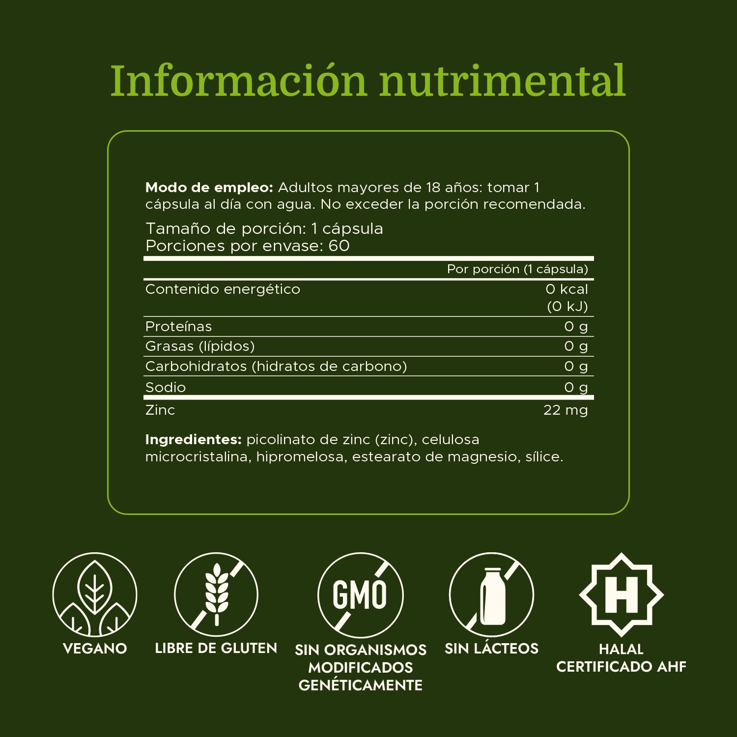 Swanson Suplemento de Zinc Picolinato 22mg, 60 Cápsulas