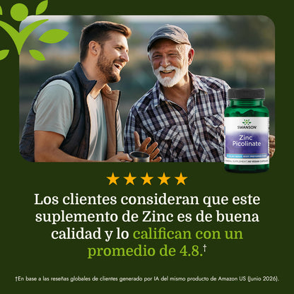 Swanson Suplemento de Zinc Picolinato 22mg, 60 Cápsulas
