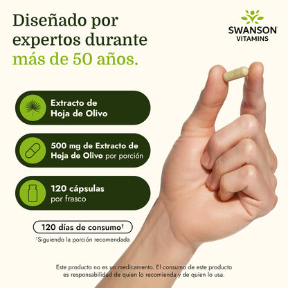 Swanson Suplemento de Extracto de hoja de olivo 500 mg, 120 cápsulas