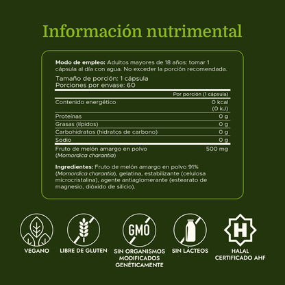 Swanson Suplemento de Melón Amargo Full Spectrum 500 mg, 60 Cápsulas