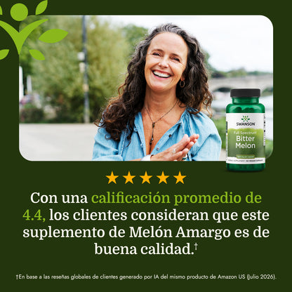 Swanson Suplemento de Melón Amargo Full Spectrum 500 mg, 60 Cápsulas