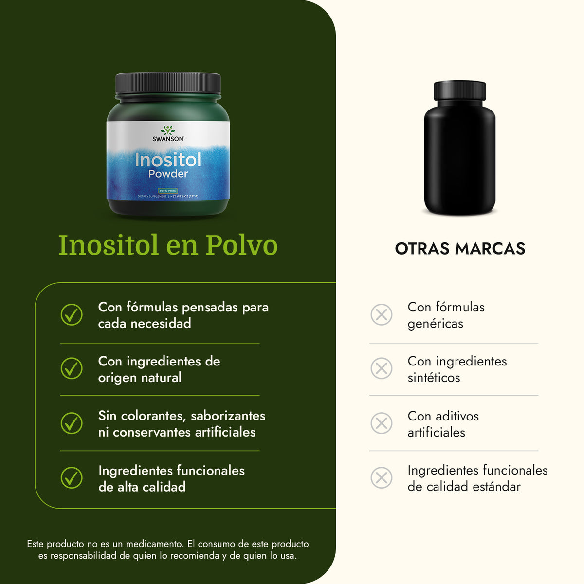 Swanson Suplemento de Inositol en polvo 100 % puro - 8 Onzas (227 g)