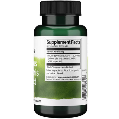 Swanson Suplemento Extracto de Tribuluss terrestris 500 mg, 60 Cápsulas