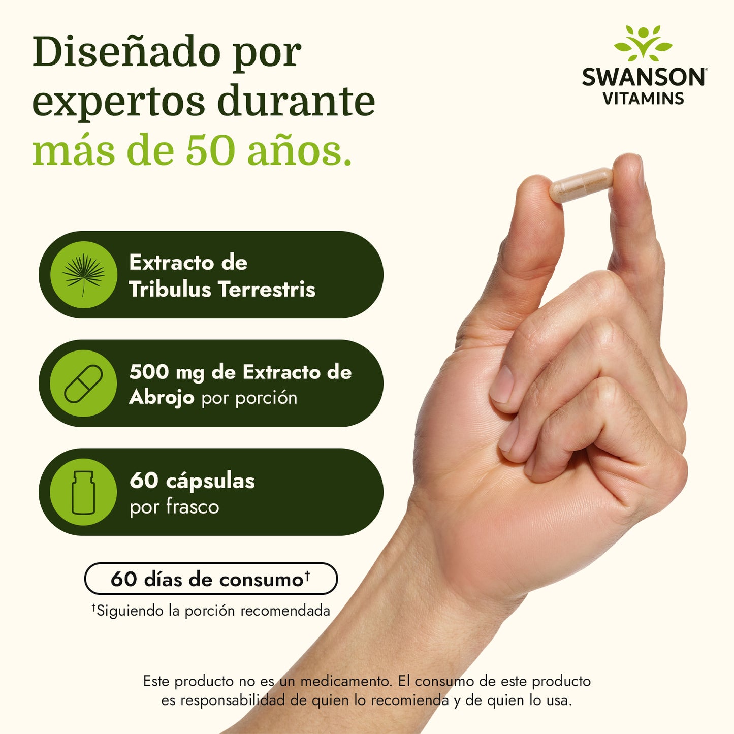 Swanson Suplemento Extracto de Tribuluss terrestris 500 mg, 60 Cápsulas