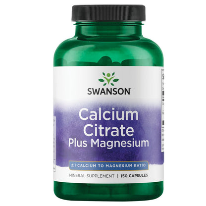 Swanson Suplemento de Citrato de Calcio y Magnesio,  150 cápsulas
