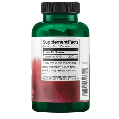 Swanson Suplemento de CoQ10, Concentracion Maxima, 200 Mg, 90 Cápsulas