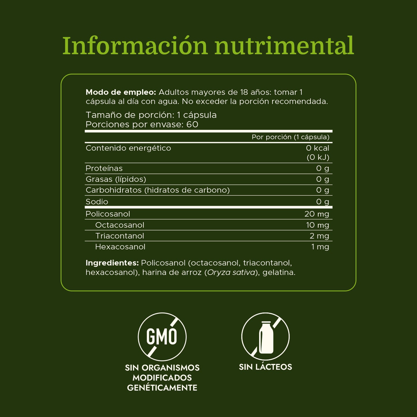 Swanson Suplemento de Policosanol 20 Mg, 60 cápsulas