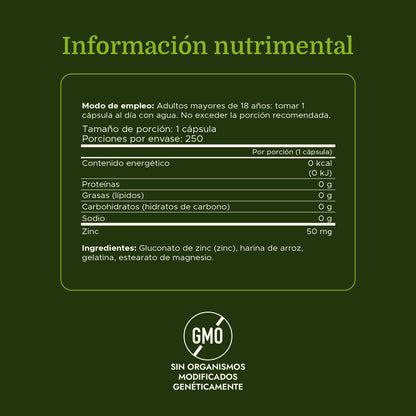 Swanson Suplemento Gluconato de Zinc 50 Mg, 250 Cápsulas
