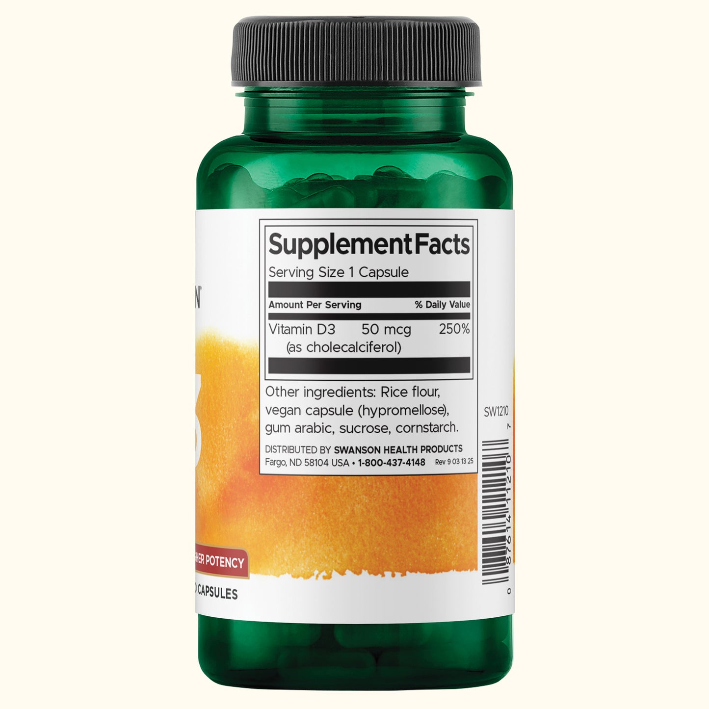 Swanson Vitamina D3 Mayor Concentración 2,000 Iu (50 Mcg), 250 Cápsulas