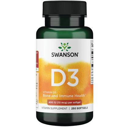 Swanson Vitamina D3 400 Iu (10 mcg), 250 Cápsulas