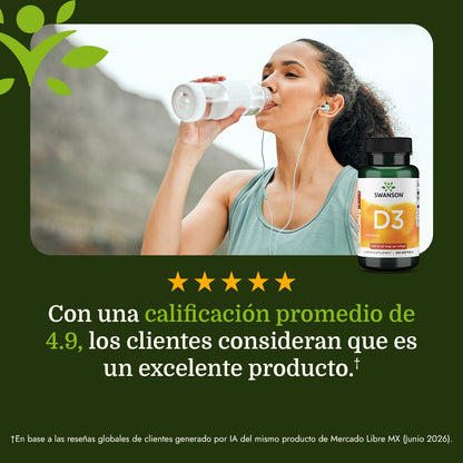 Swanson Vitamina D3 400 Iu (10 mcg), 250 Cápsulas