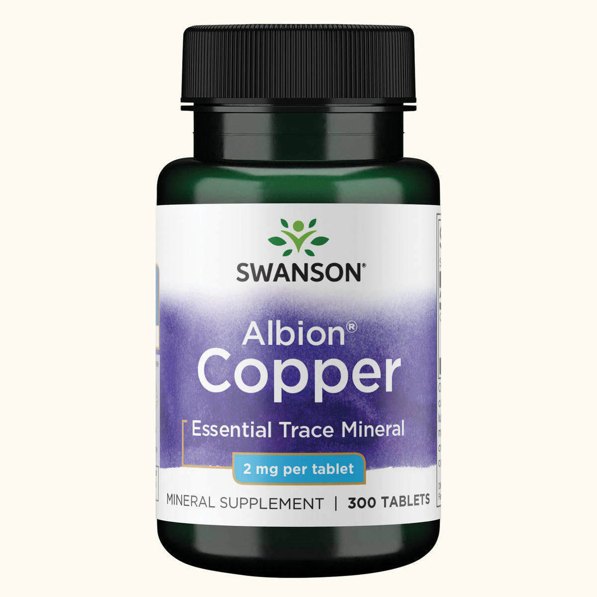Swanson Cobre Quelado Bisglicinato, 2 mg, 300 Tabletas, Non‑GMO, Certificado GMP