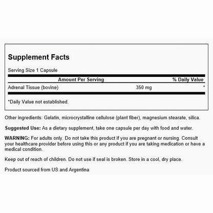 Swanson Suplemento de Glandular suprarrenal natural 350 mg, 60 cápsulas